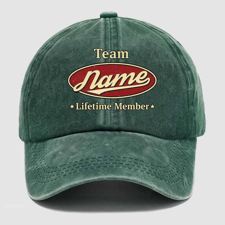 Personalized Team Lifetime Member Washed Baseball Cap